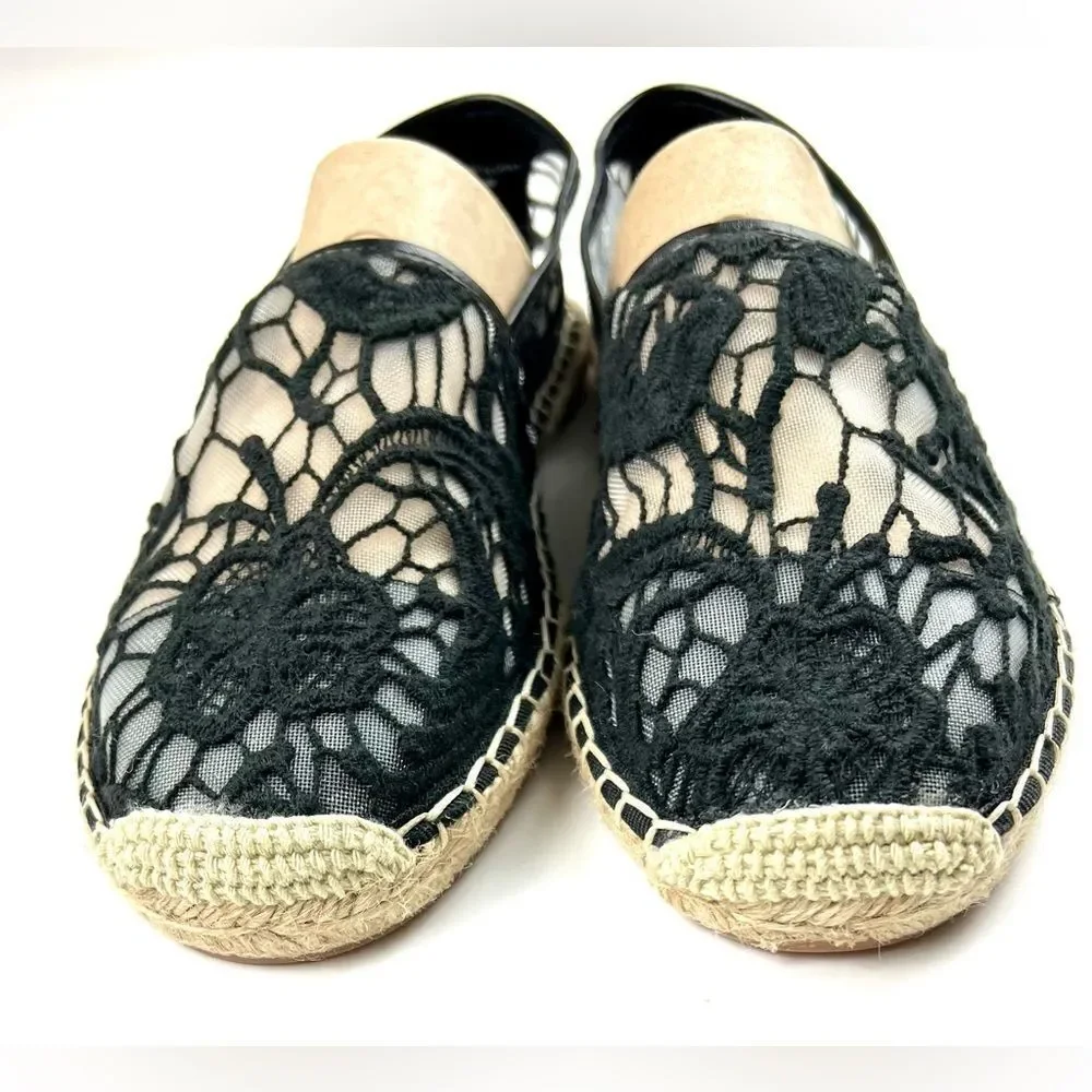 Rebecca Minkoff Jenny Black and Tan Espadrille Flats